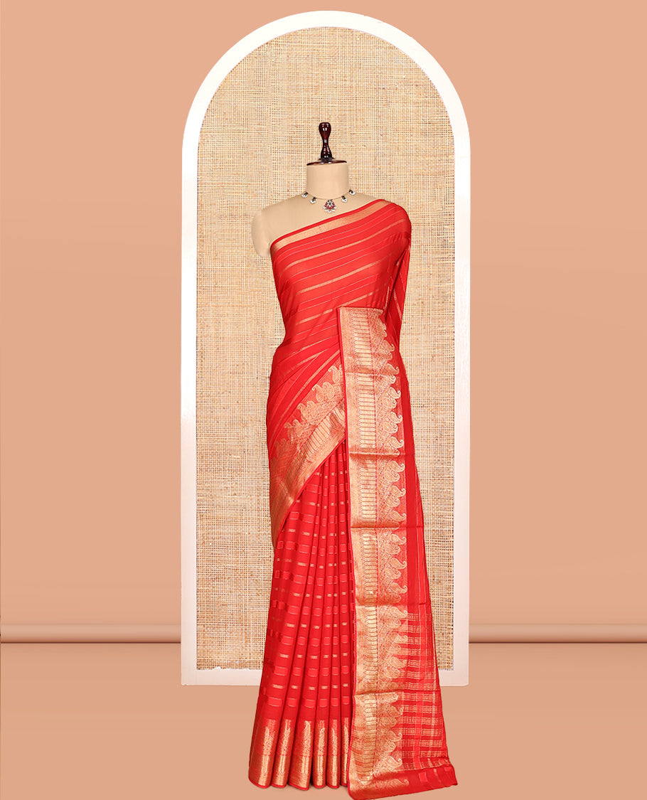 Red Semi Mysore Silk Saree