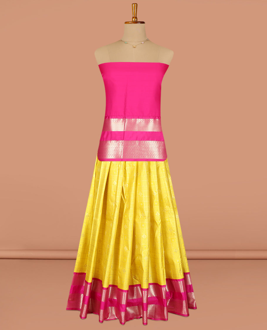 Yellow Art Silk Pavadai Material Set