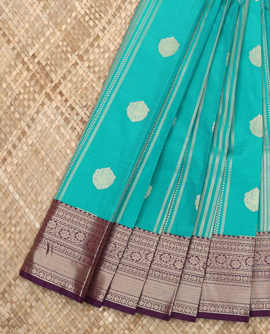 Blue Budget Silk Saree Elegantly Highlighted with Zari Designs, Featuring a Contrast Traditional Zari Design Border, Pallu Woven with Intricate Designs, and Paired with a Contrast Blouse