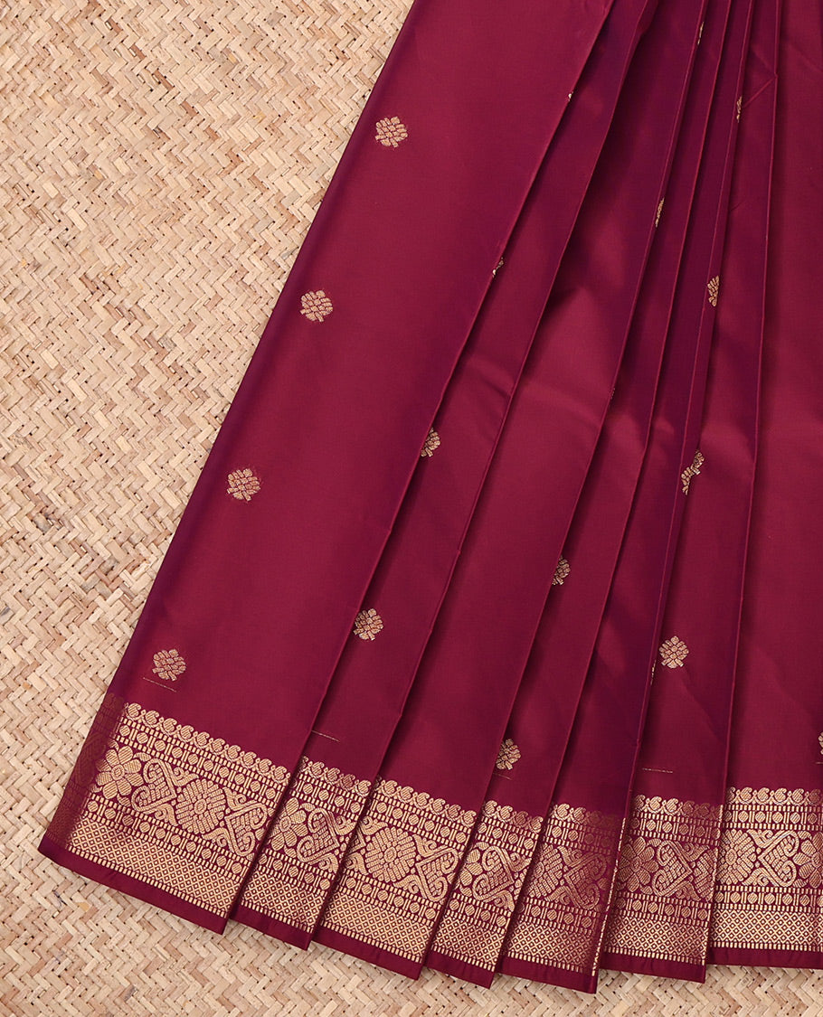 Light Maroon Budget Silk Saree, Mesmerized with Zari Buttas, Highlighted by a Traditional Zari Border, Jaal Pallu, and Matching Blouse