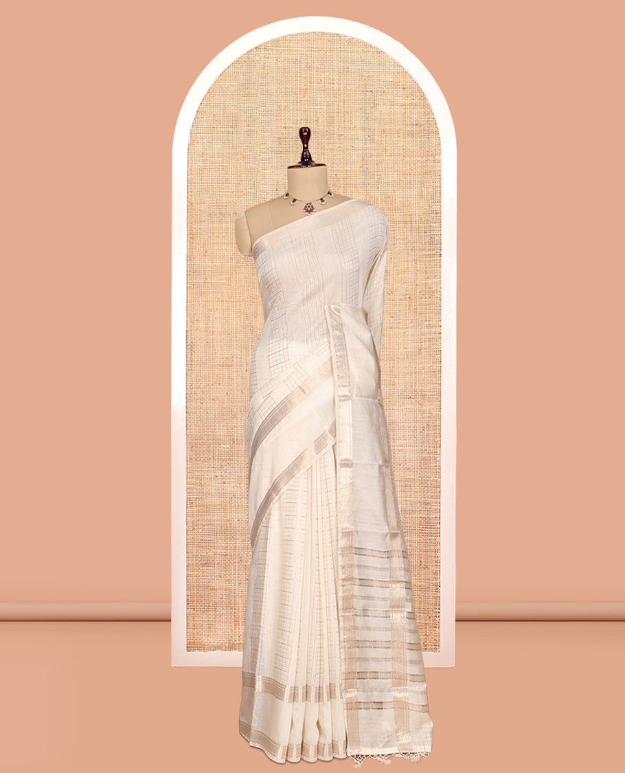 White Assam Silk Saree