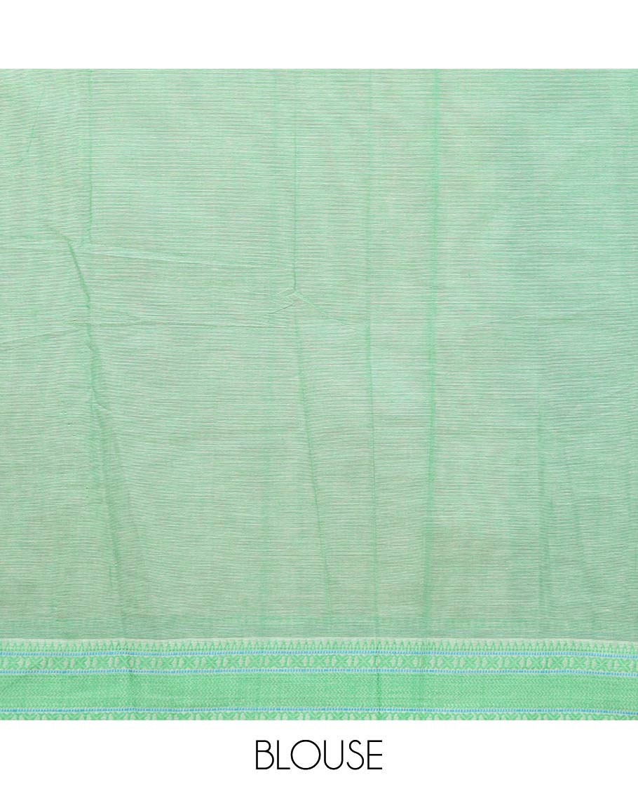 Light sandal durga motifs printed chirala cotton saree, contrast traditional motifs thread woven border, and pallu of durga motifs print