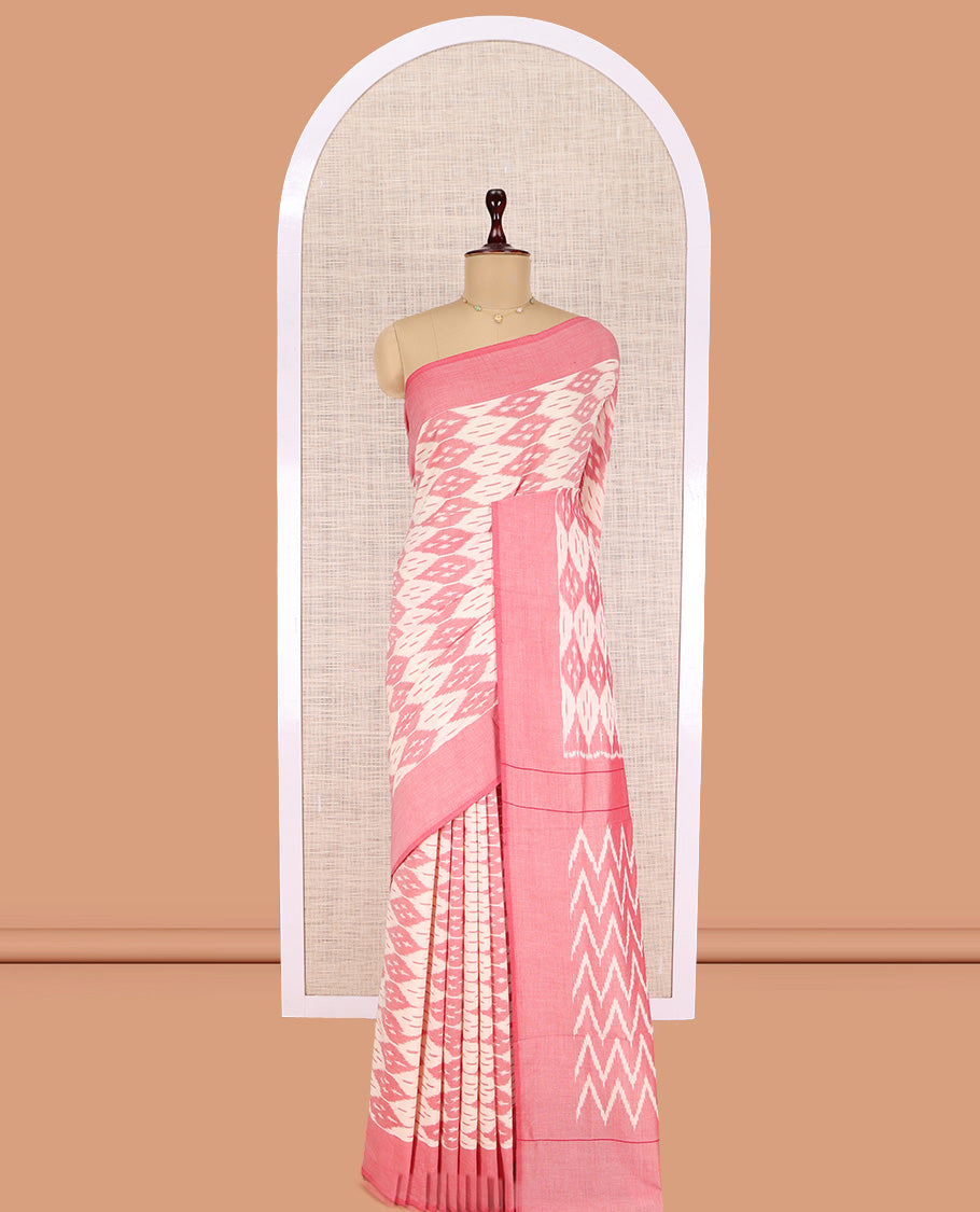 Cream Pochampally Ikat Cotton Saree