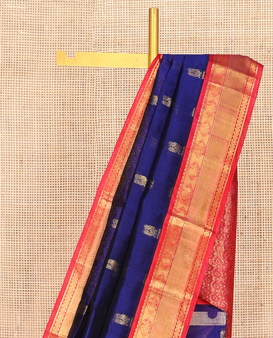 Blue Peacock Butta Kuppadam Silk Saree