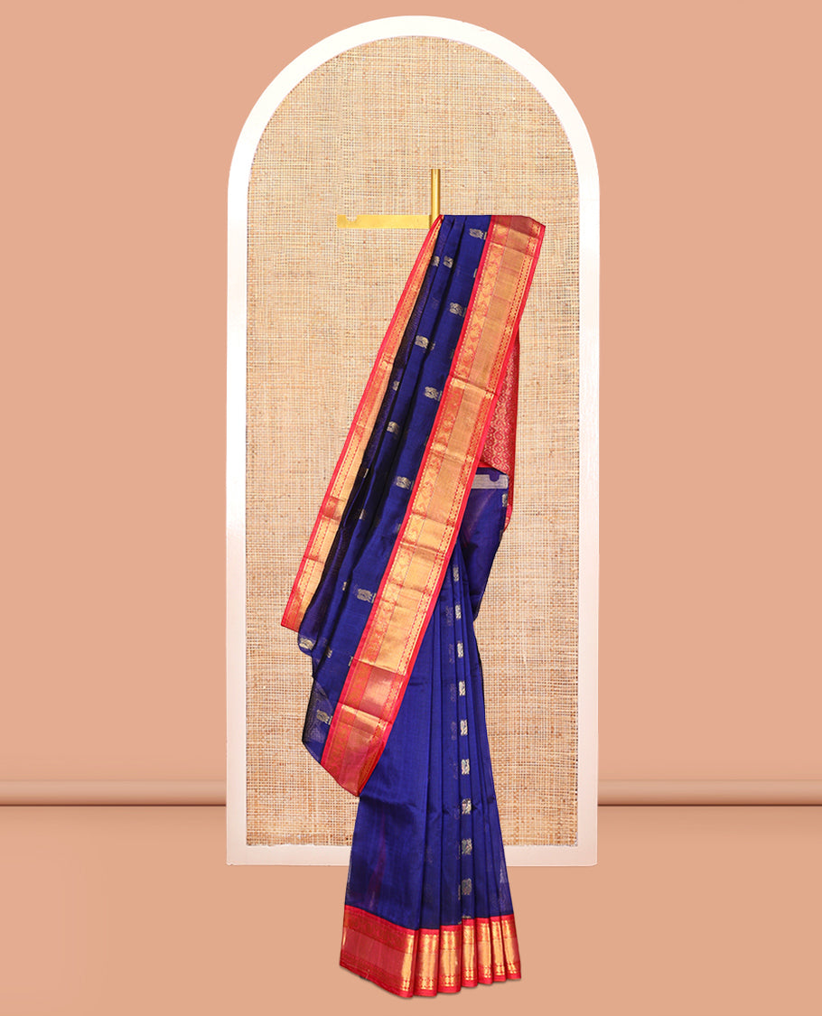 Blue Peacock Butta Kuppadam Silk Saree