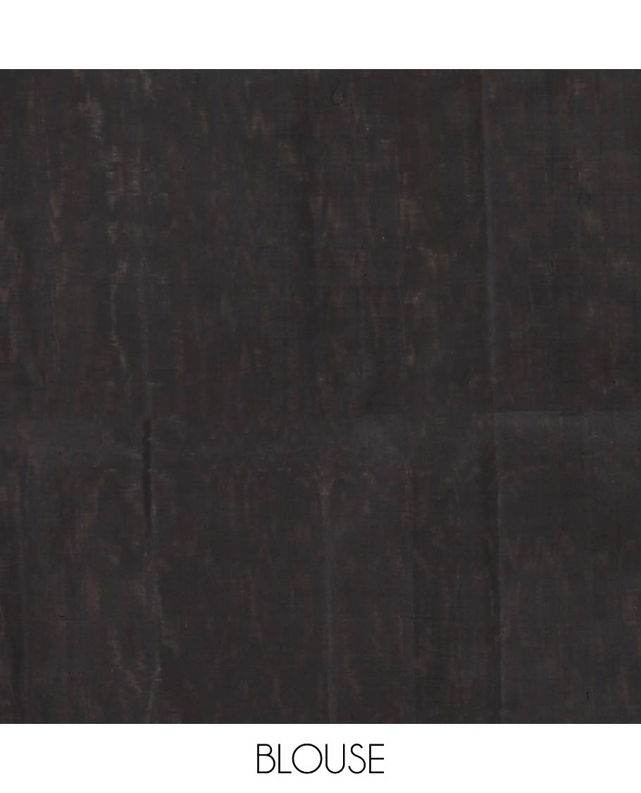 Borderless black floral buttas resham thread woven soft silk saree, self-pallu of mayil kann designs