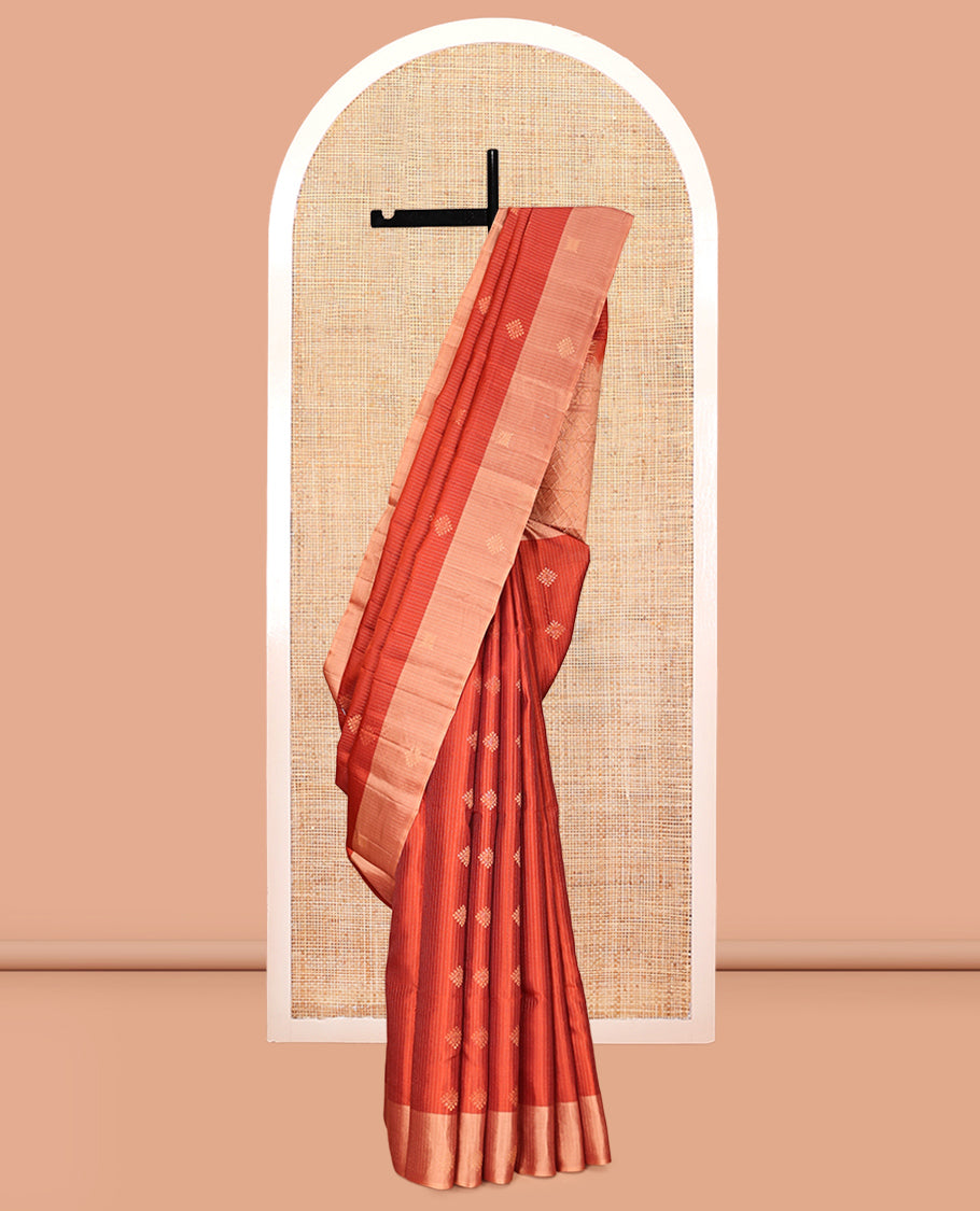 Orange Butta and Stripes Mayuri Lite Silk Mix Saree