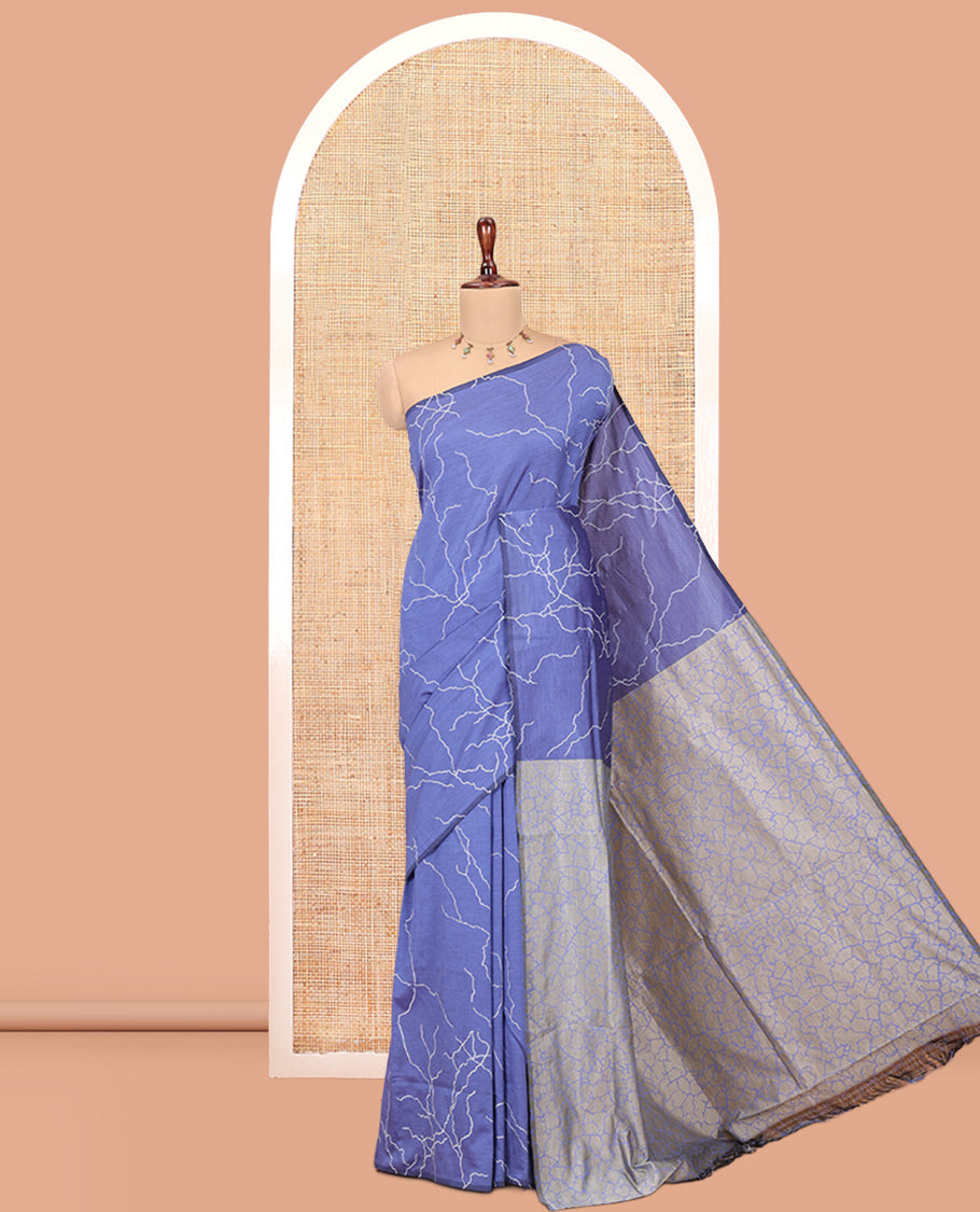 Borderless Blue South Cotton Saree