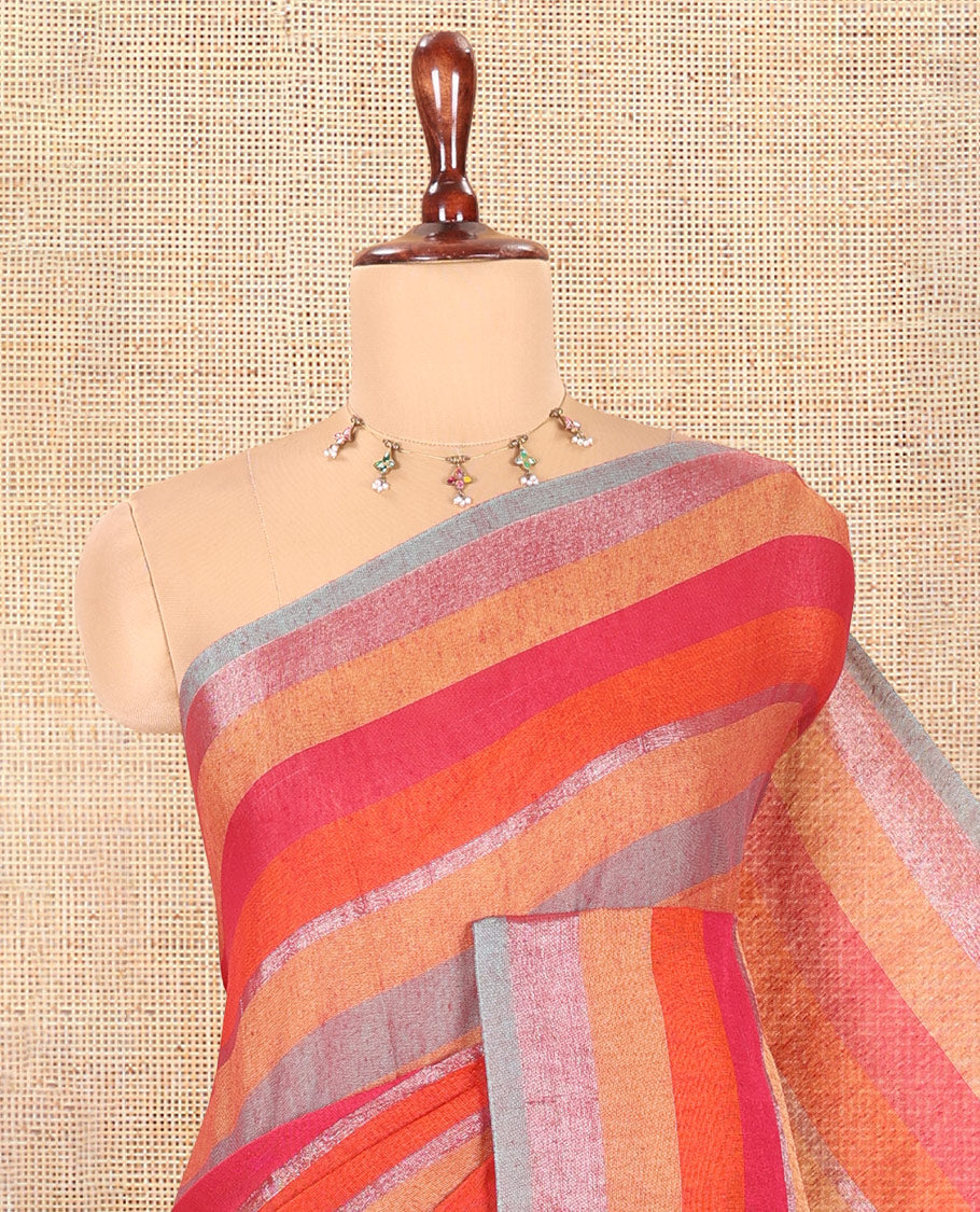 Borderless Purple-Base Khadi Cotton Saree