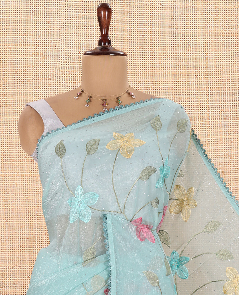 Sea Green Fendi Crush Chiffon Saree