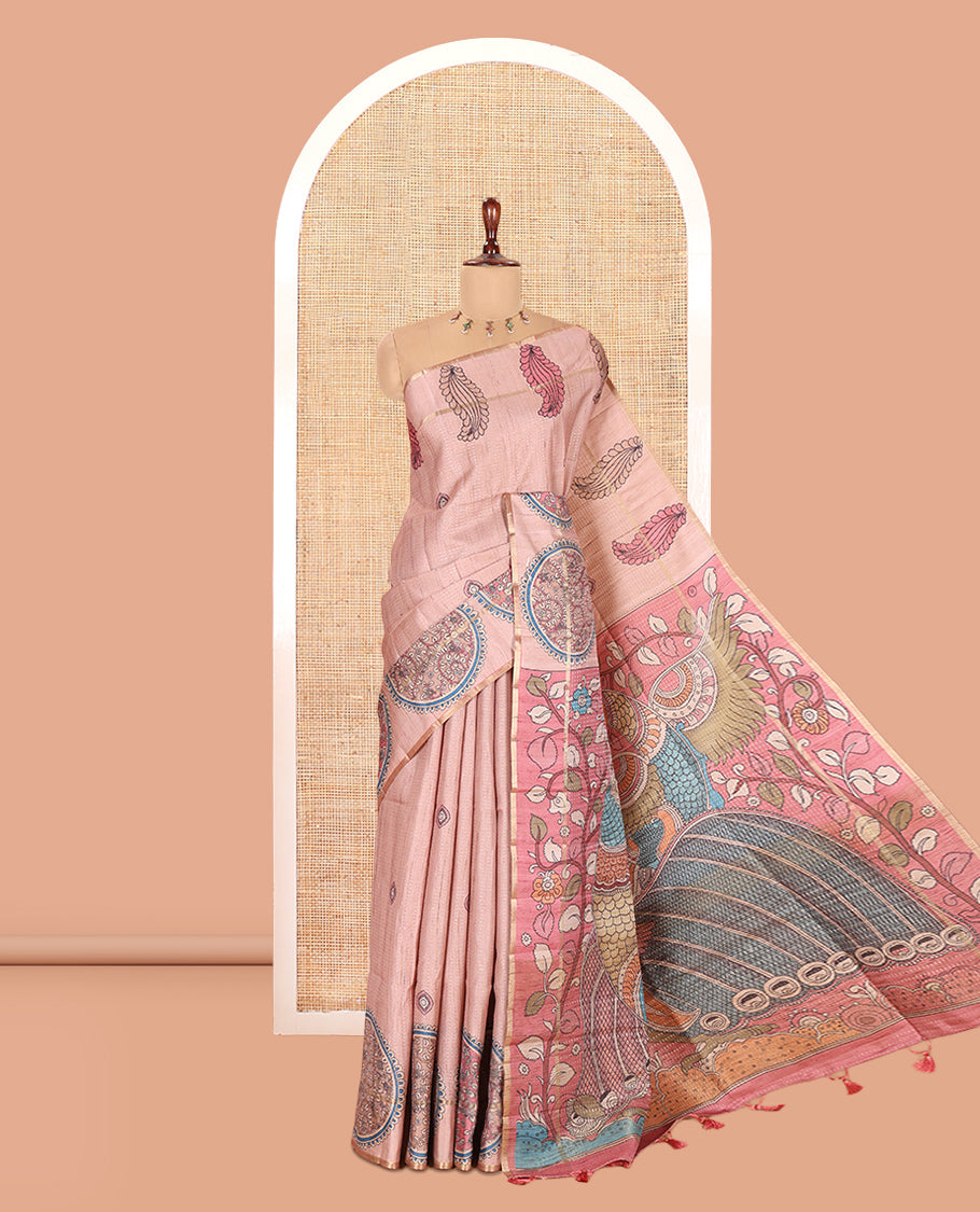 Pale Pink Fancy Tussar Saree