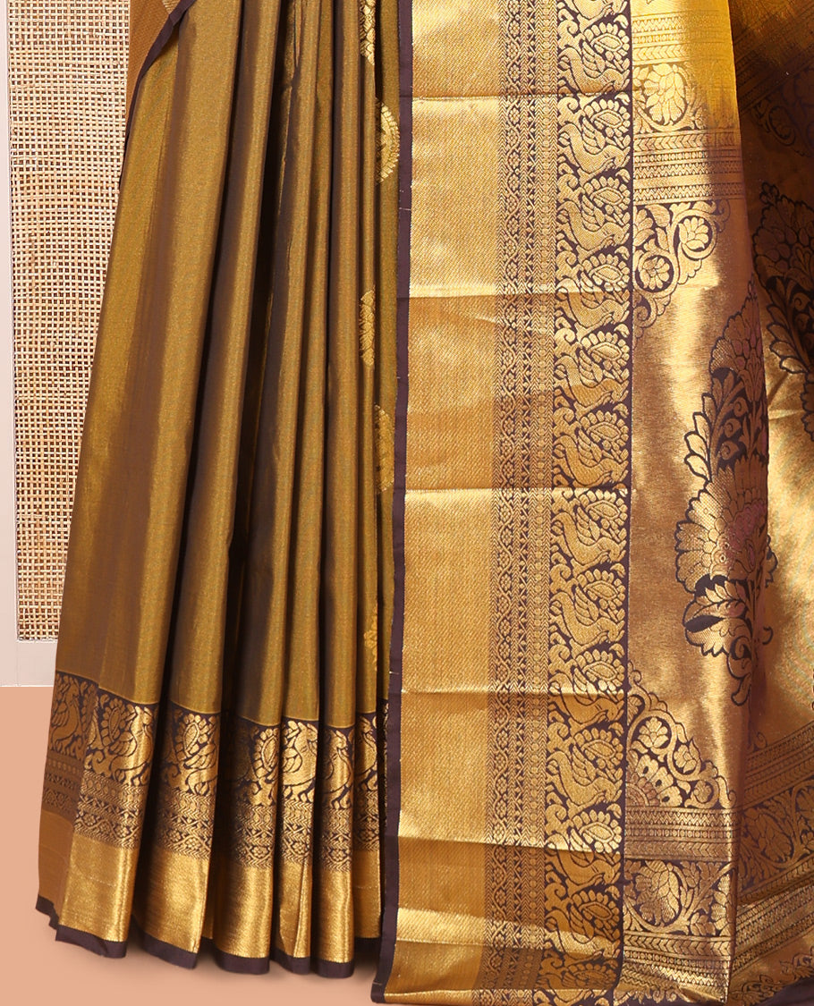 Mehendi Green-Brown Budget Silk Saree