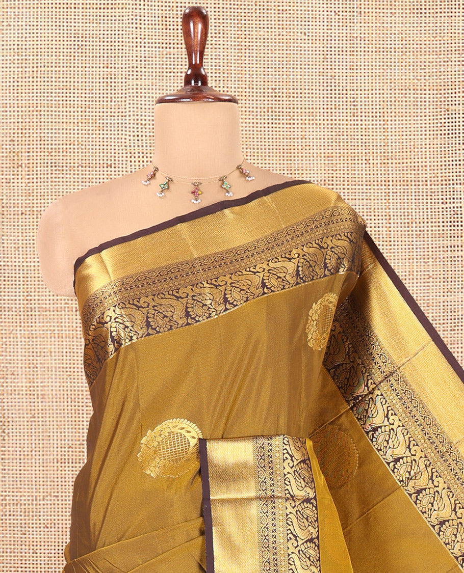 Mehendi Green-Brown Budget Silk Saree
