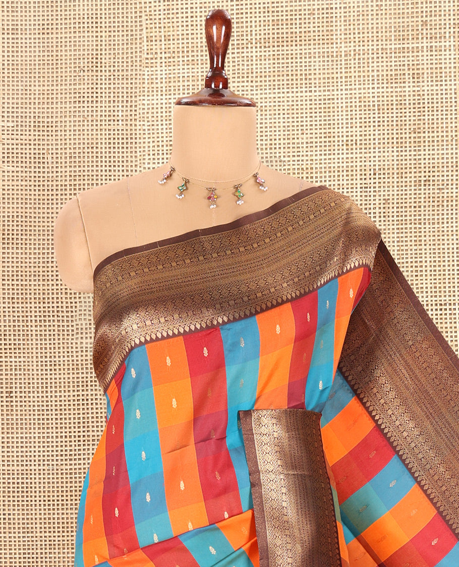 Brown Fancy Softy Silk Saree