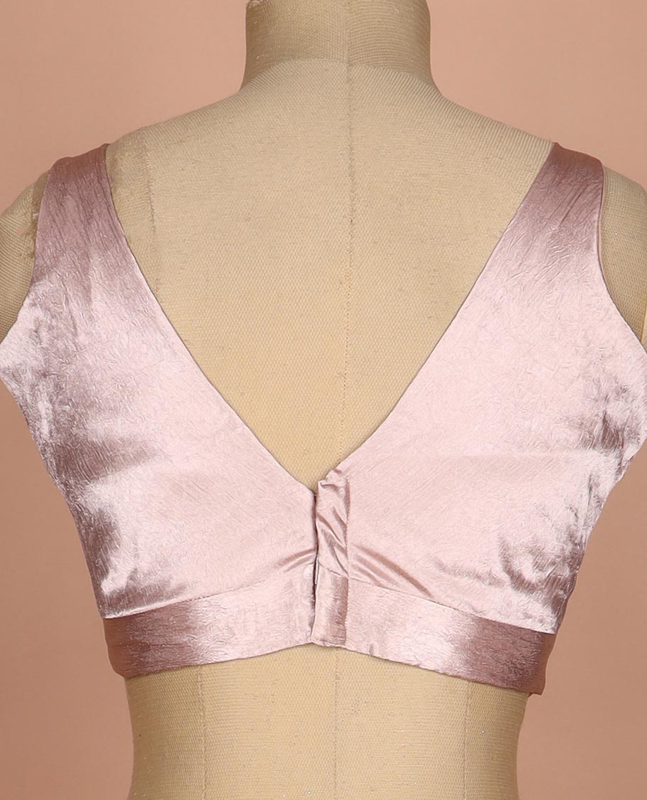 Onion pink plain front and back V-neck thick strapped sleeveless readymade blouse