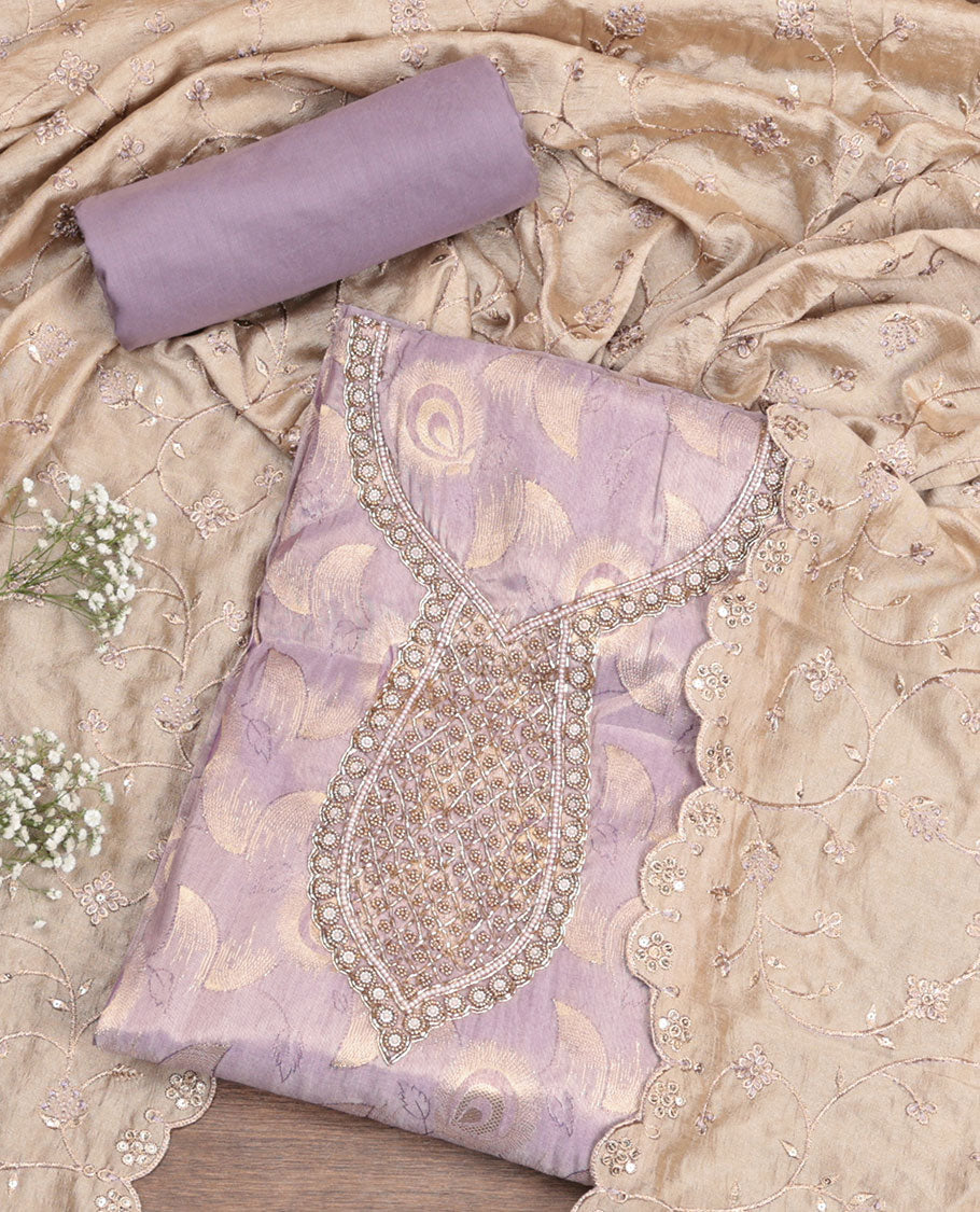 Lavender Tissue Material Chudidar Set