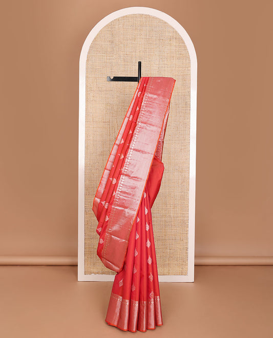 Red zari buttas Vasundhara elite silksaree, zari border of poun & jaal designs & intricate pallu