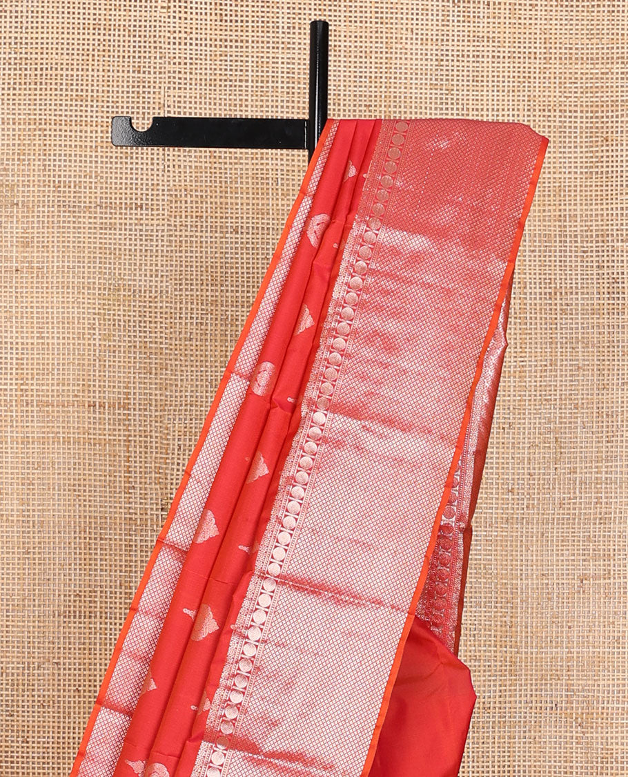 Red zari buttas Vasundhara elite silksaree, zari border of poun & jaal designs & intricate pallu