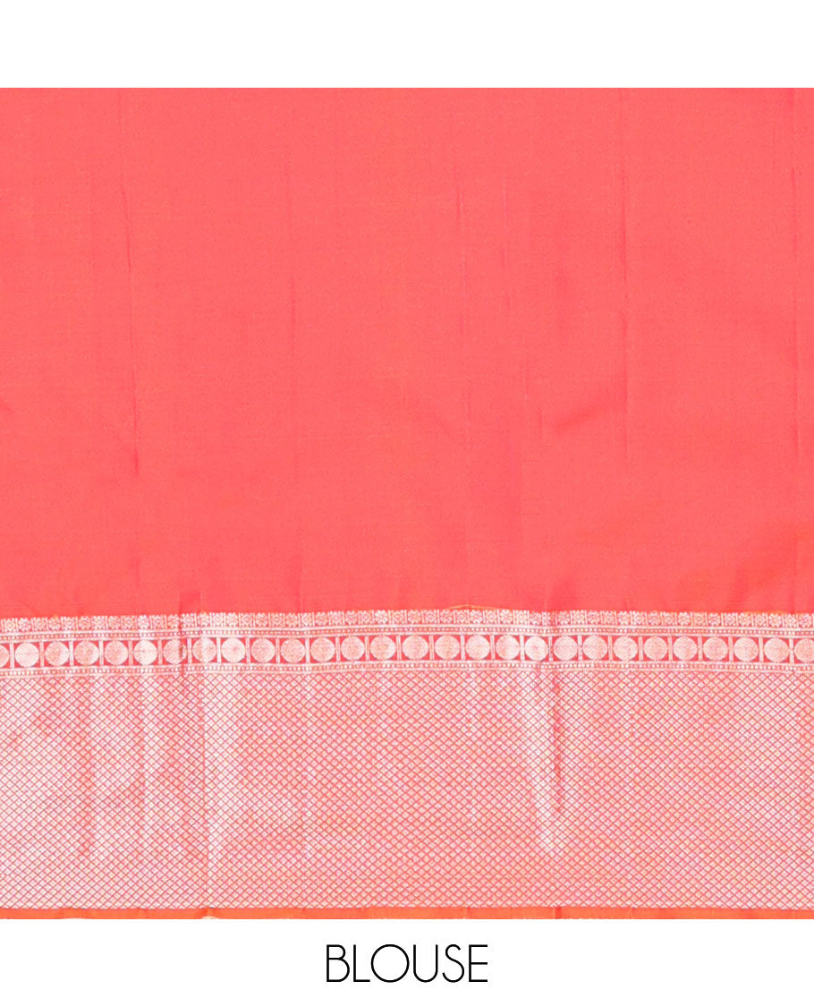 Red zari buttas Vasundhara elite silksaree, zari border of poun & jaal designs & intricate pallu