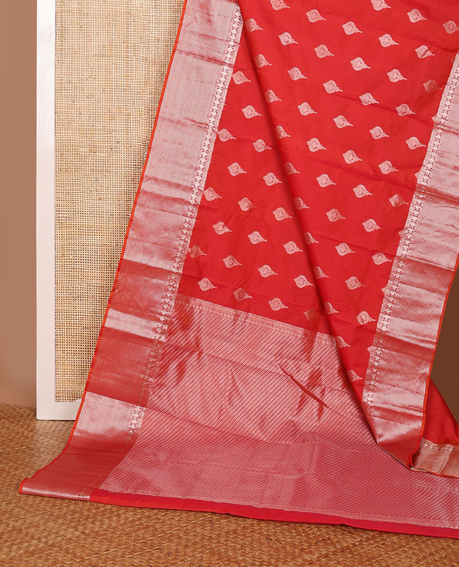 Red zari buttas Vasundhara elite silksaree, zari border of poun & jaal designs & intricate pallu