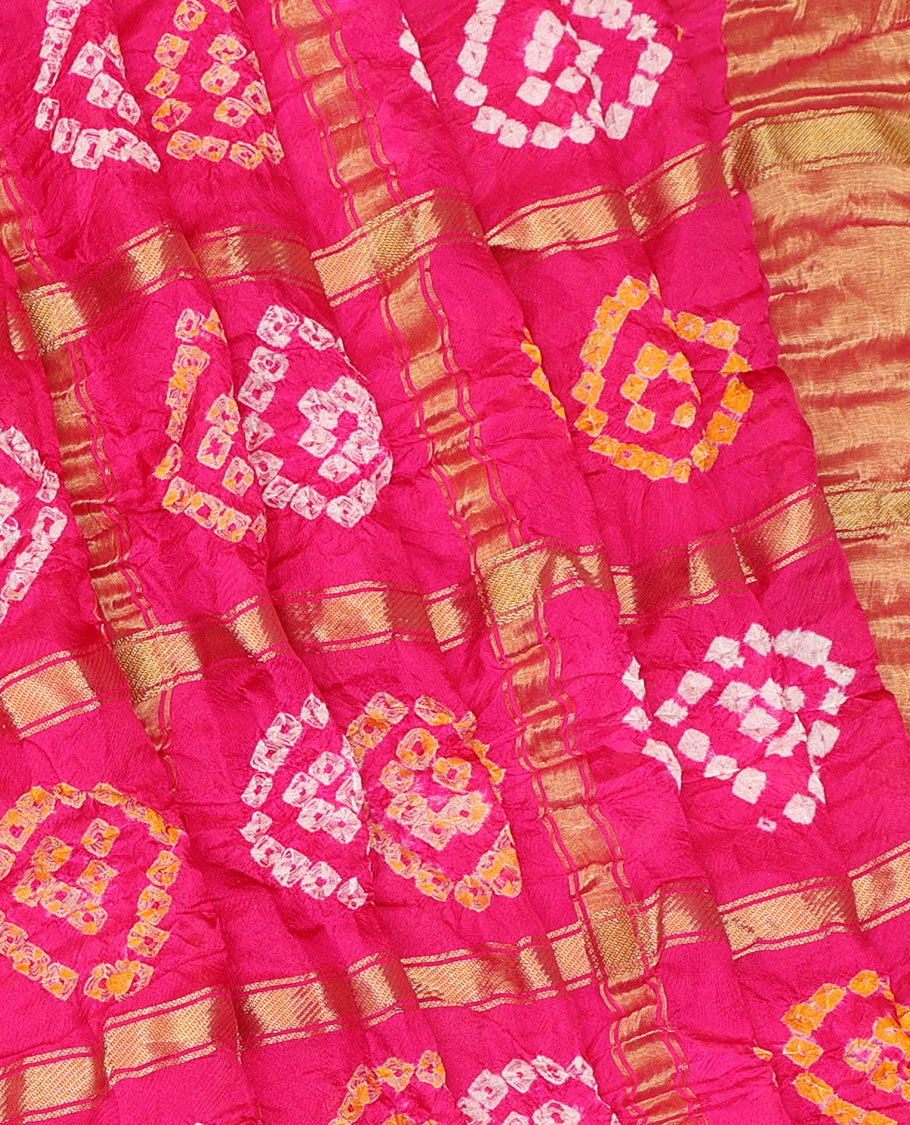 Pink Bandhani Dola Silk Saree