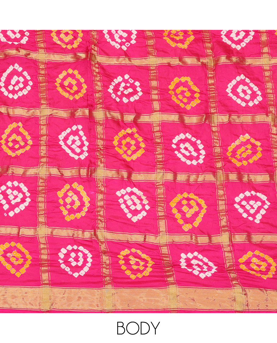 Pink Bandhani Dola Silk Saree