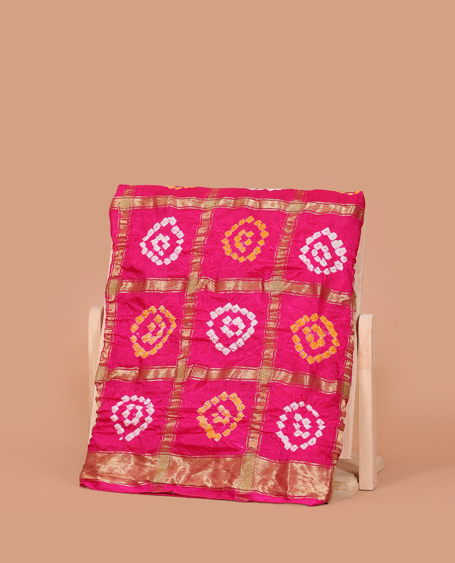 Pink Bandhani Dola Silk Saree