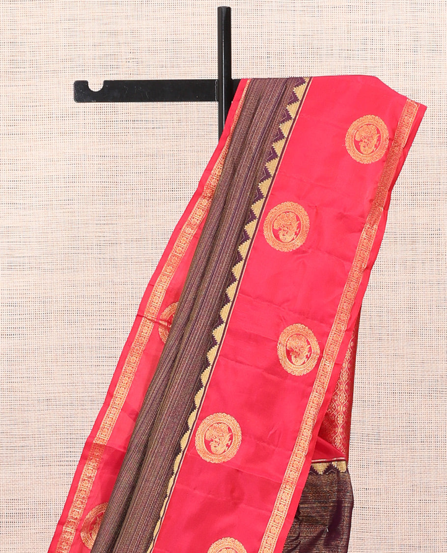 Magenta-Pink Stripes Vasundhara Lite Silk Mix Saree