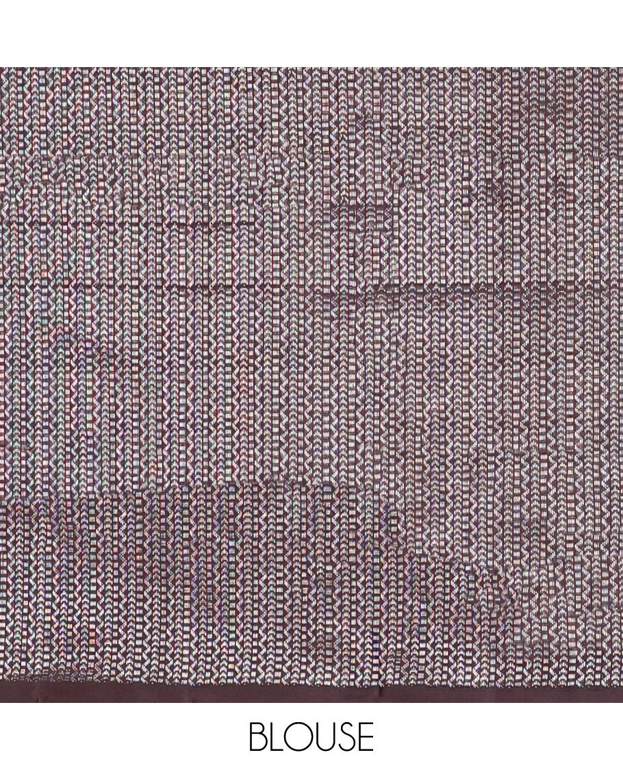 Mustard striped mayuri soft silk saree with contrast floral design border & geometric design pallu