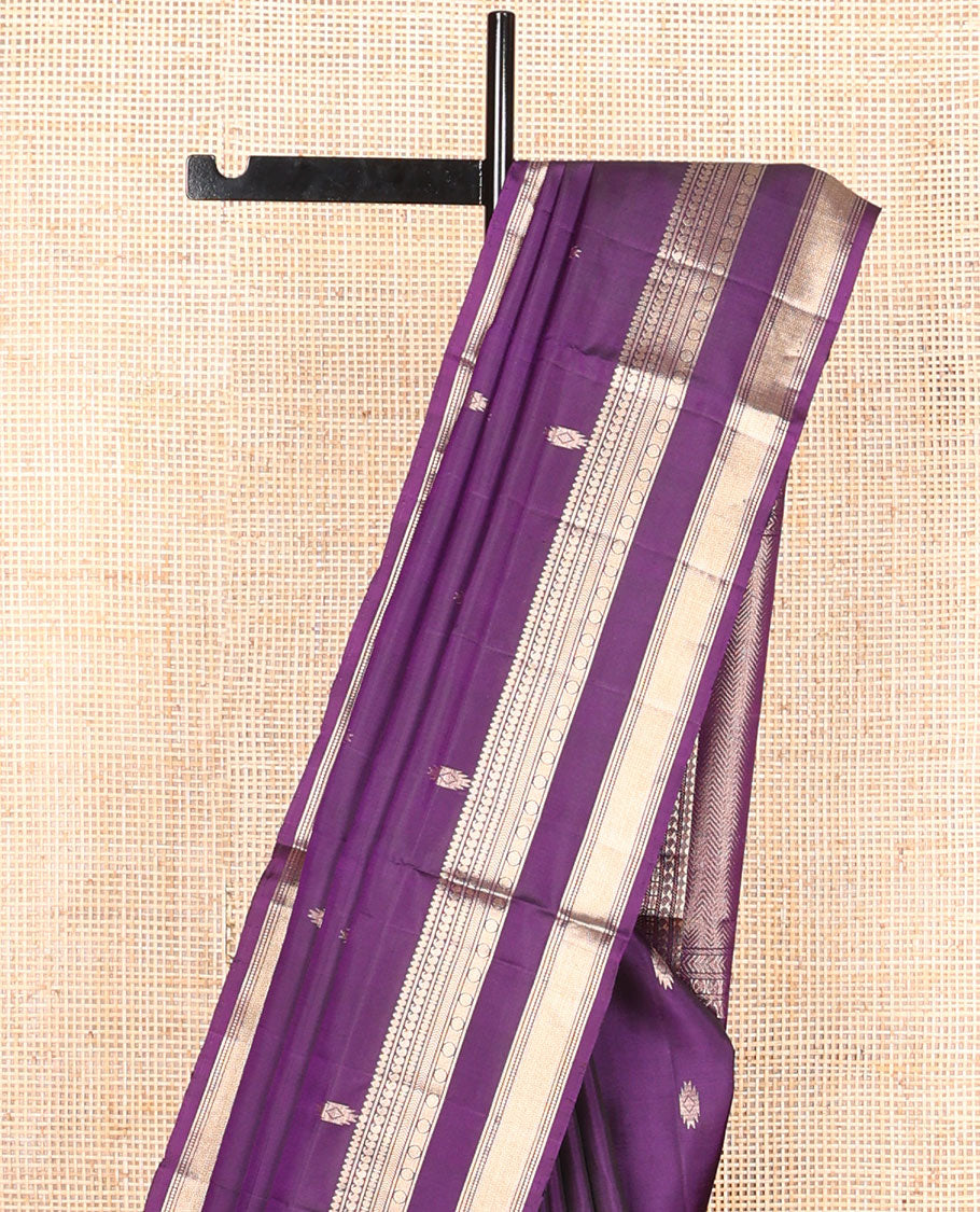 Purple buttas mayuri soft silk saree with self rettai pettu zari design border & floral design pallu