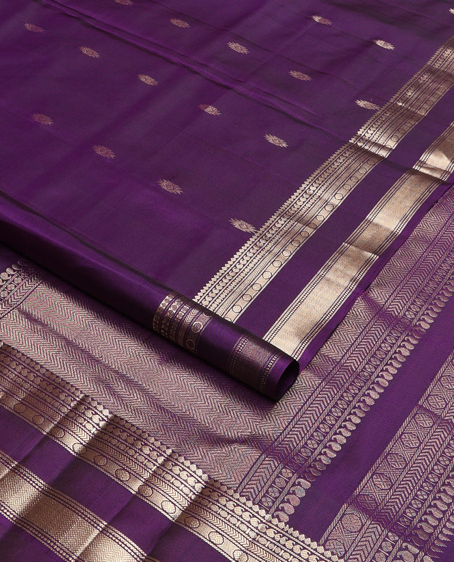 Purple buttas mayuri soft silk saree with self rettai pettu zari design border & floral design pallu