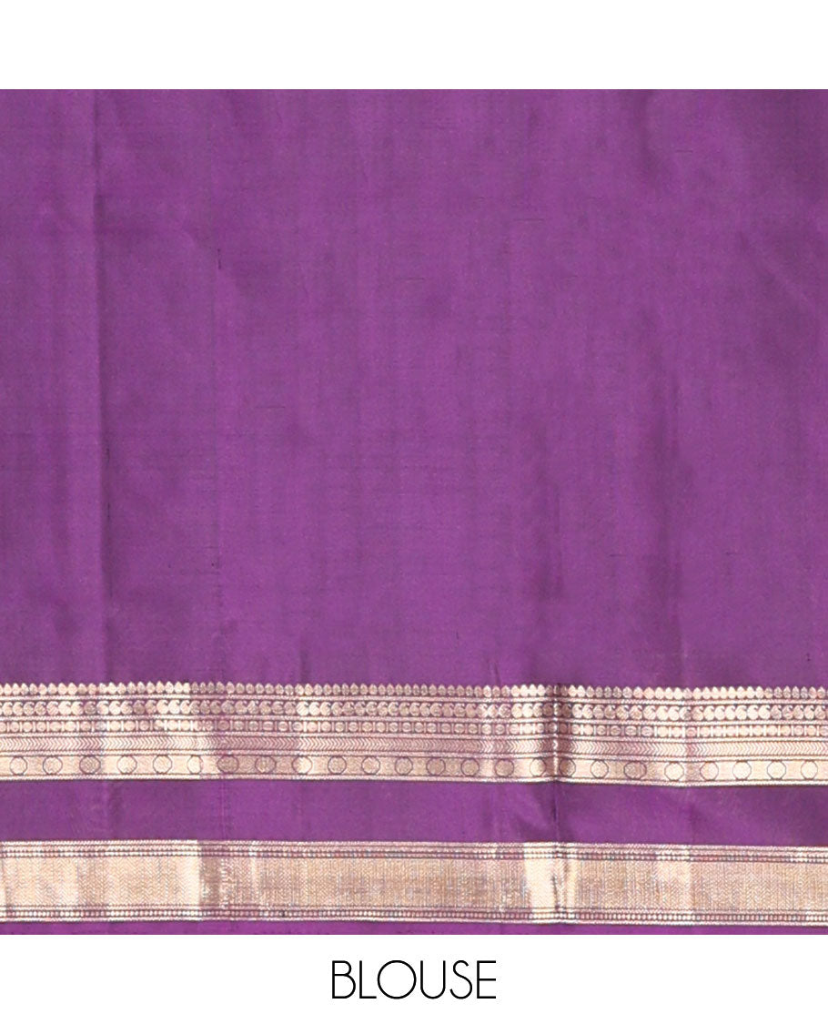Purple buttas mayuri soft silk saree with self rettai pettu zari design border & floral design pallu