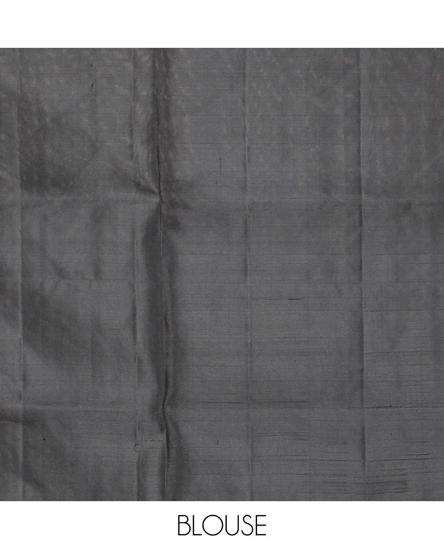 Borderless black zari muthu striped soft silk saree, zari woven pallu steeped with kili designs