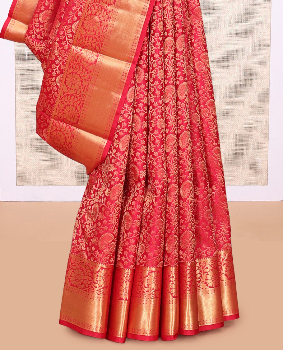 Red Floral Kanchipuram Wedding Silk Saree