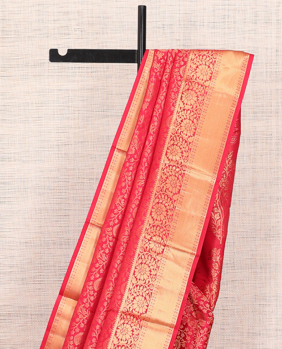 Red Floral Kanchipuram Wedding Silk Saree