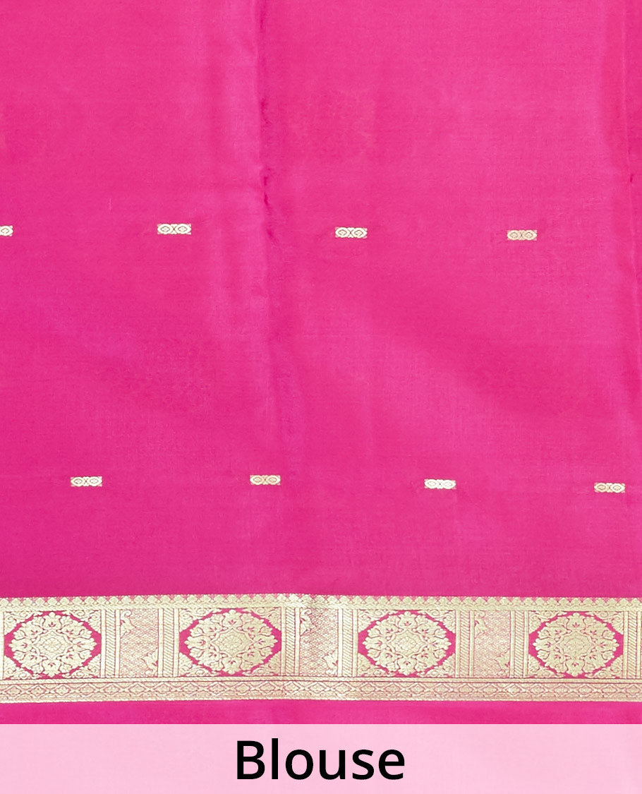 Green floral buttas mysore silk saree with contrast floral design border