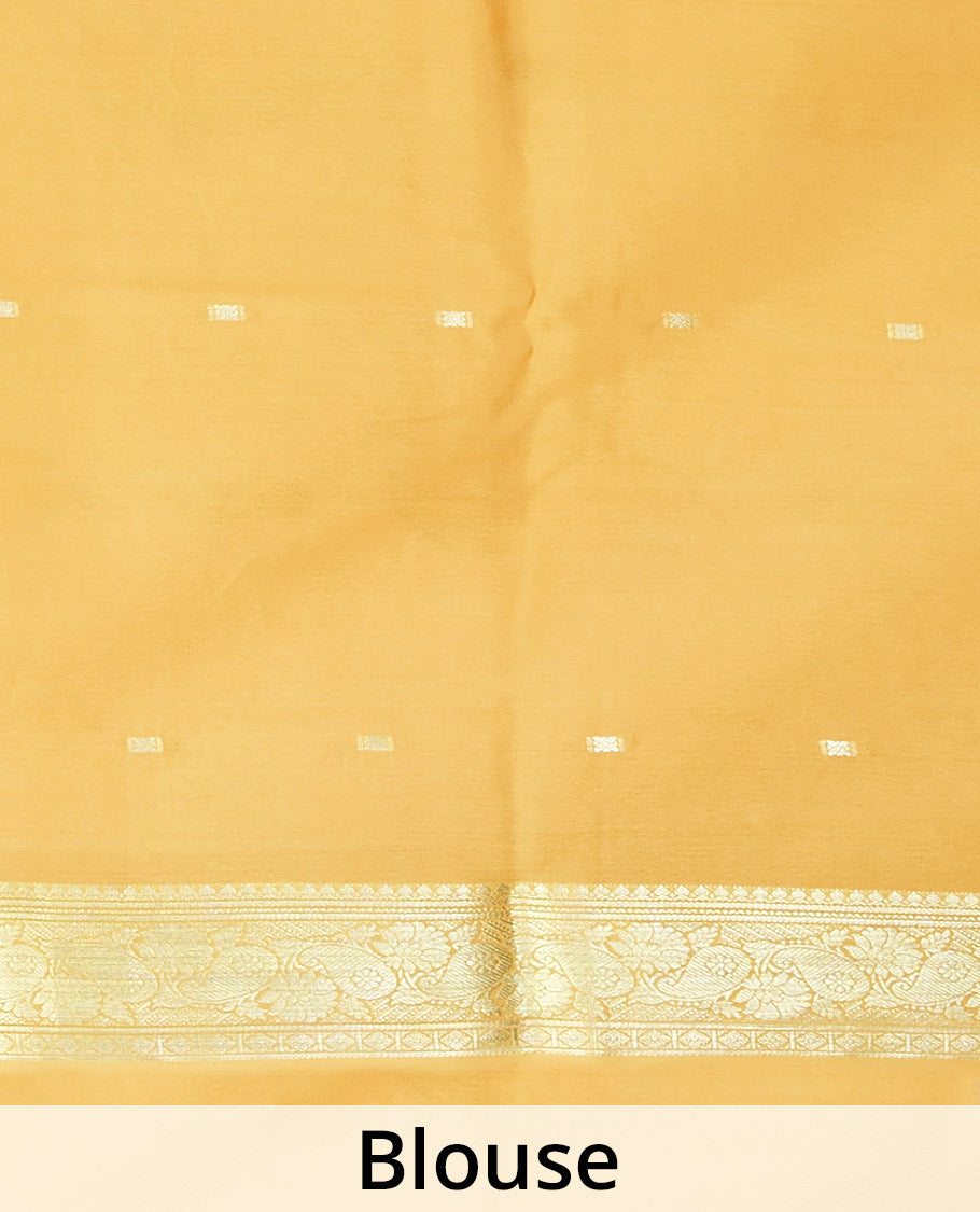 Pink buttas mysore silk saree with contrast floral design border