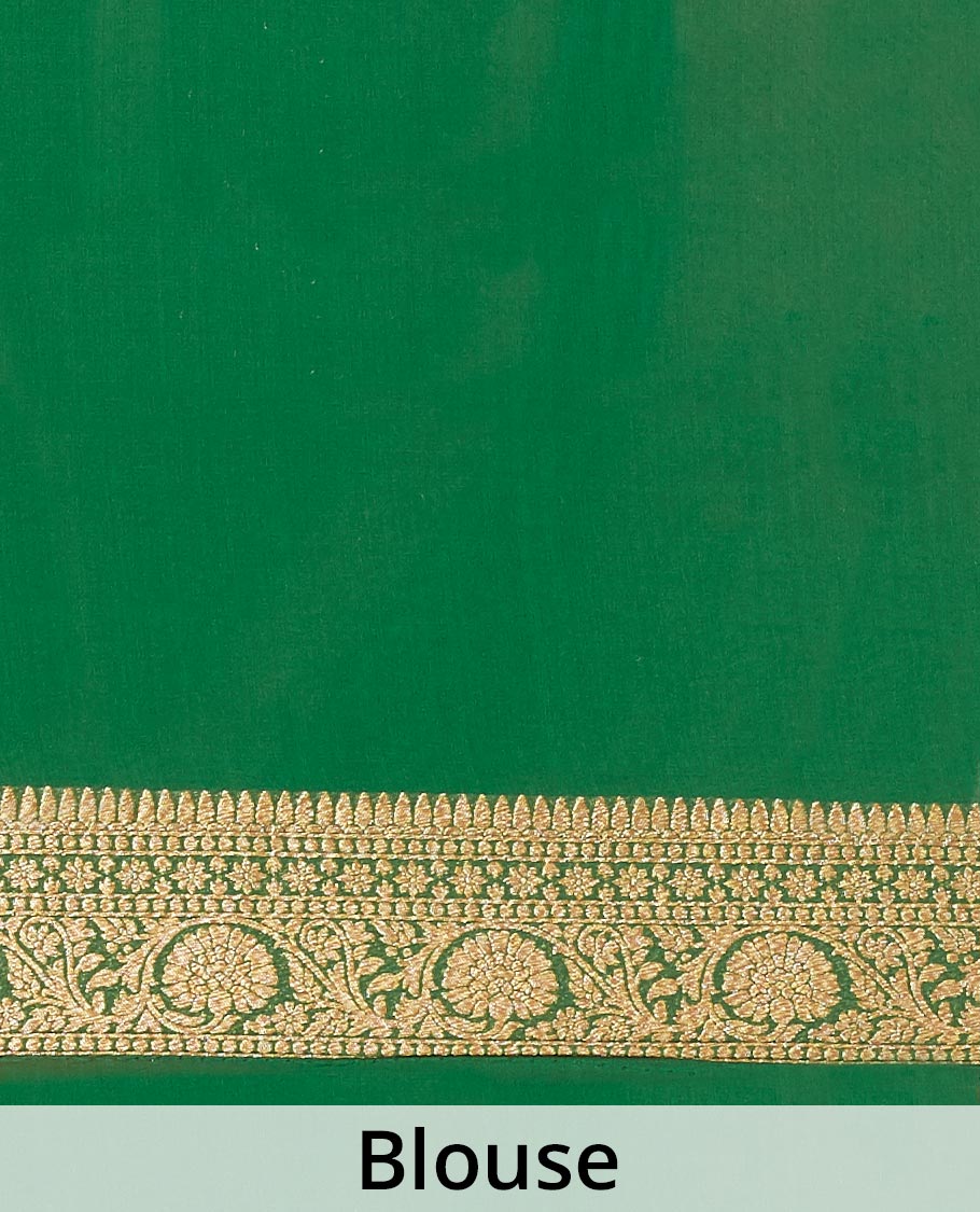 Red floral jaal design banaras georgette saree contrast intricate zari design border