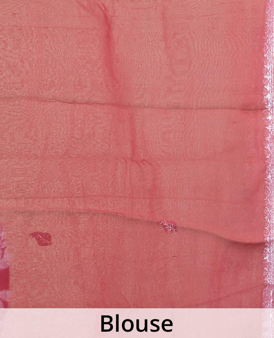Maroon banarasi georgette saree with zari buttas, floral creeper zari border & pallu of paisleys
