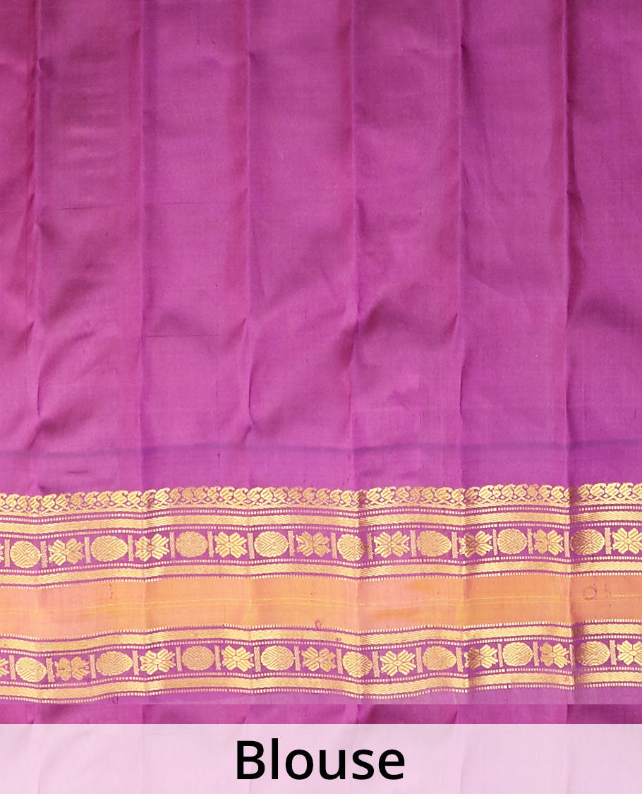 Yellow zari buttas gadwal silksaree,contrast rettai pettu traditional zari border & pallu of geometric,chevron & paisleys
