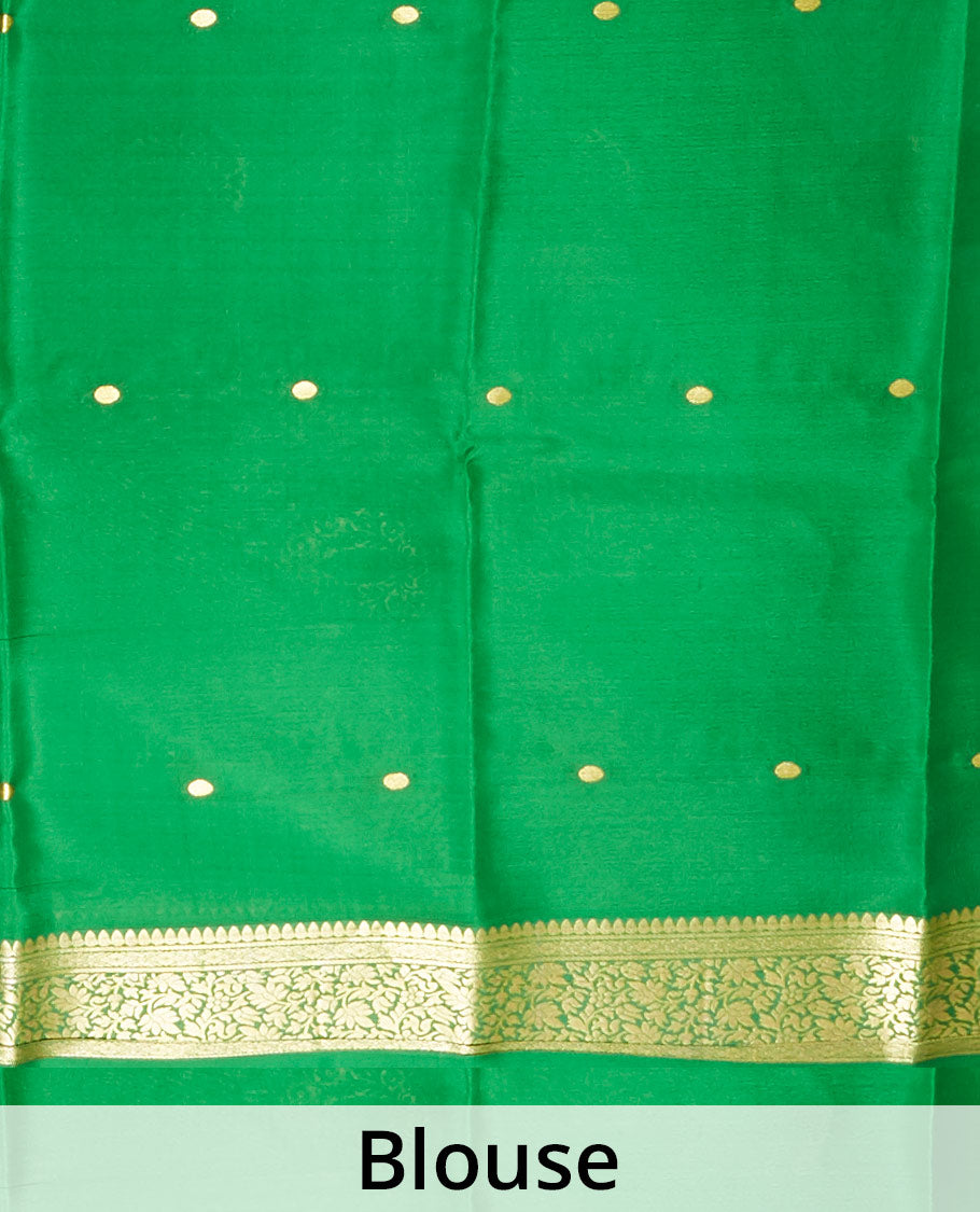 Red zari buttas mysore silk saree, contrast floral zari design border & pallu of zari buttas