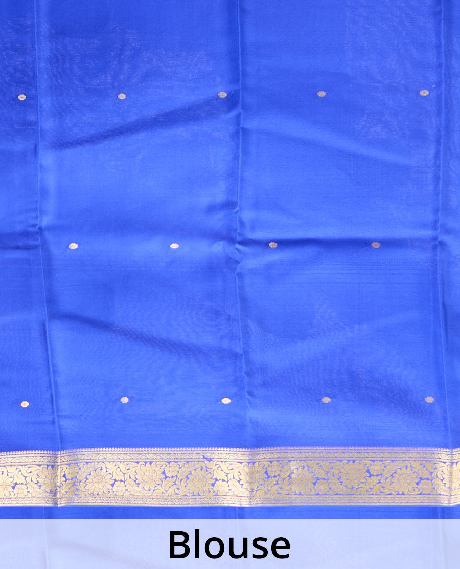 Cement grey zari buttas Mysore silk saree, contrast floral creeper zari border & zari motifs pallu