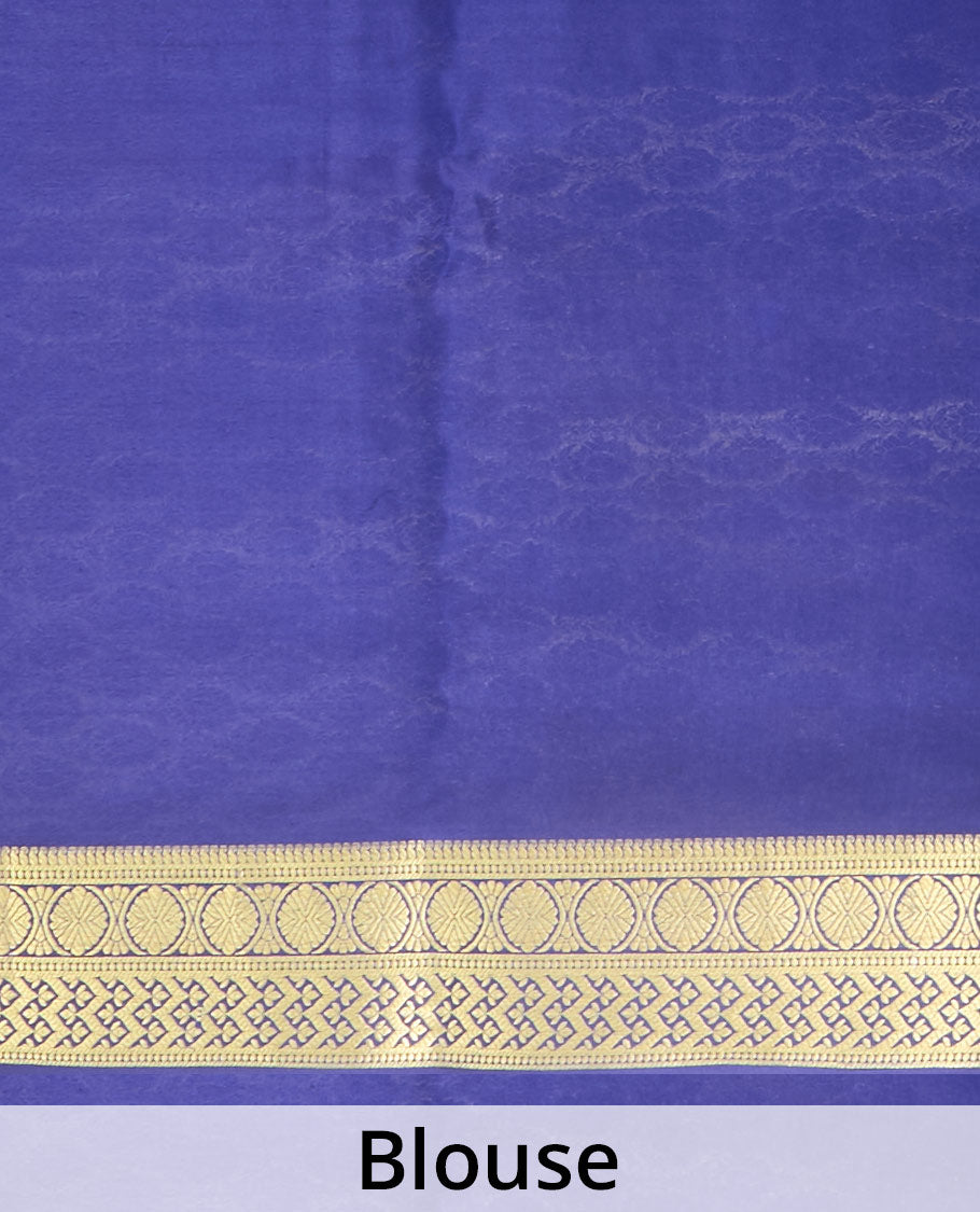 Ramar blue zari buttas Mysore silk saree, contrast traditional zari border & intricately zari woven pallu