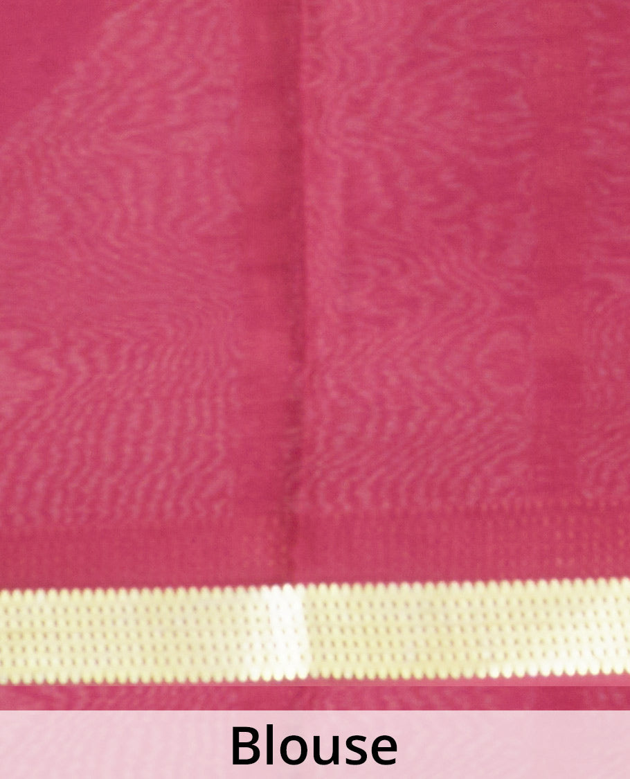 Maroon plain design Mysore silk saree with traditional zari design borders, and zari striped pallu