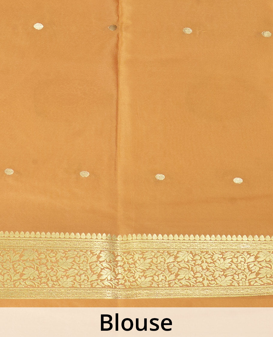 Powder blue zari buttas Mysore silk saree, contrast floral zari border, and zari design palllu