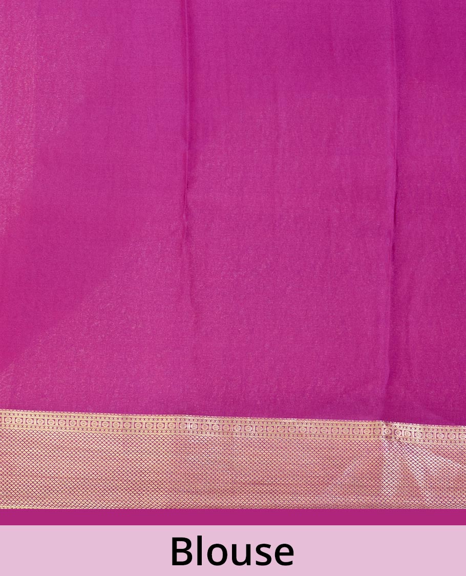 Orange jacquard Mysore silk saree, contrast traditional zari border, and chevron design pallu