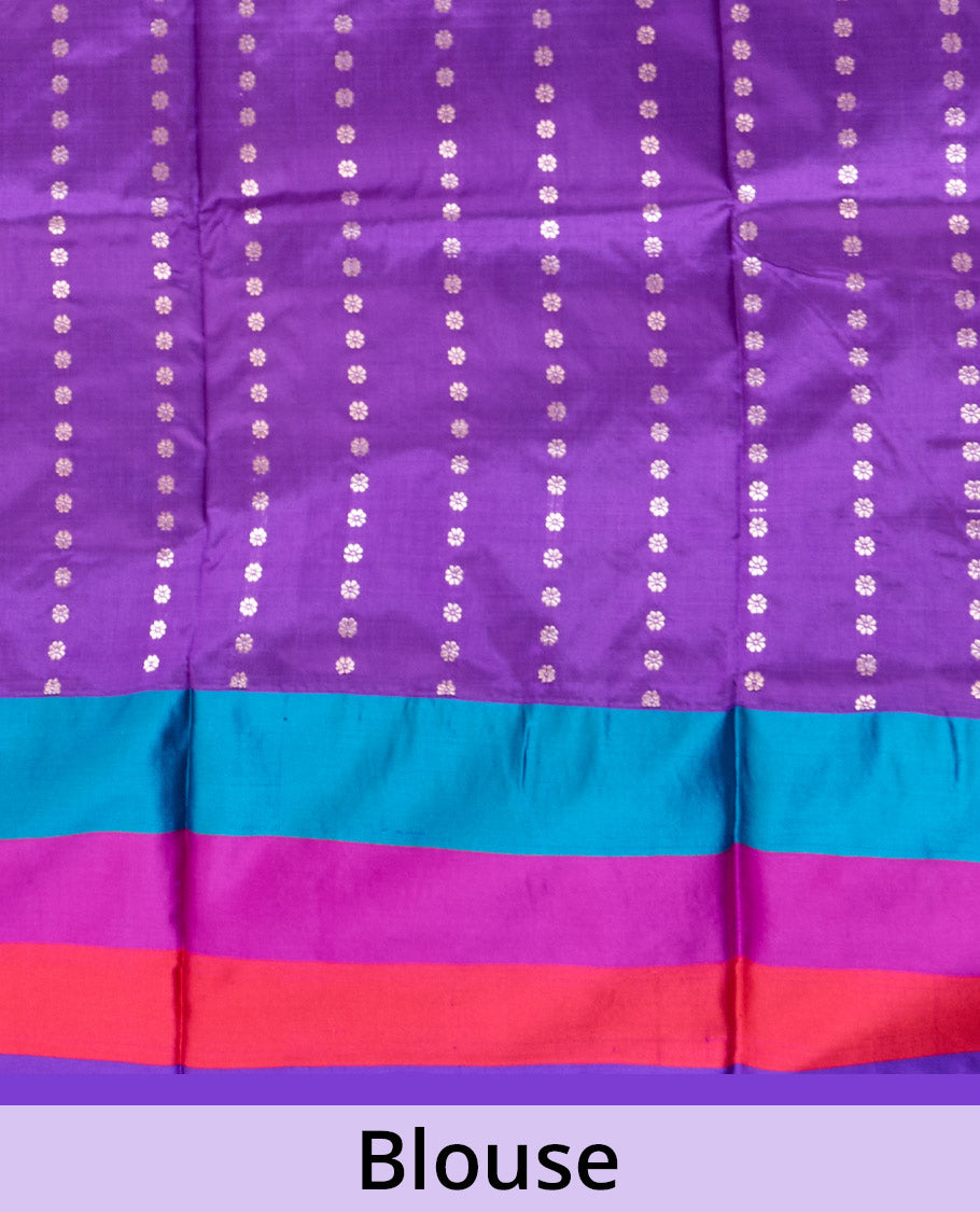 Maroon floral buttas Banarasi kathan silk saree, contrast traditional zari design meenakari border, and intricate pallu