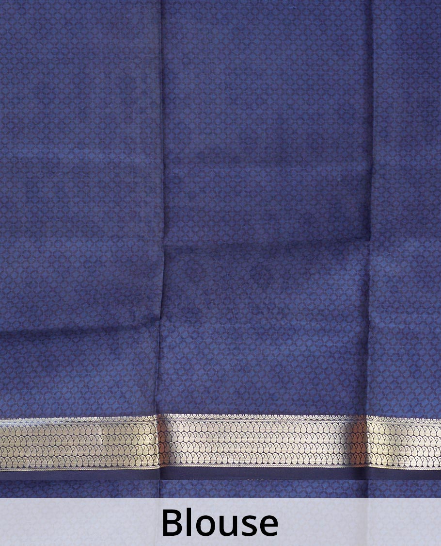 Multi-color paisley and human motifs printed silk saree, contrast zari paisley border, and paisley and human motifs printed pallu