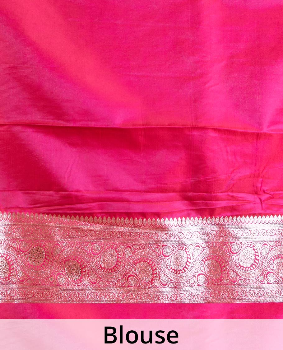 Green floral jaal jacquard with stone work Banaras Nylon silk saree, contrast floral creeper zari border, and intricately designed pallu