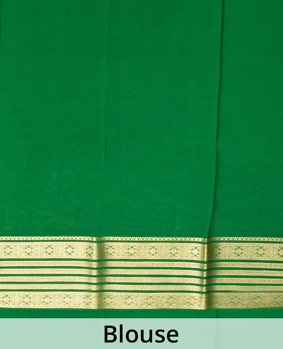 Maroon shell buttas Mysore silk saree, contrast traditional zari design border, and intricate pallu
